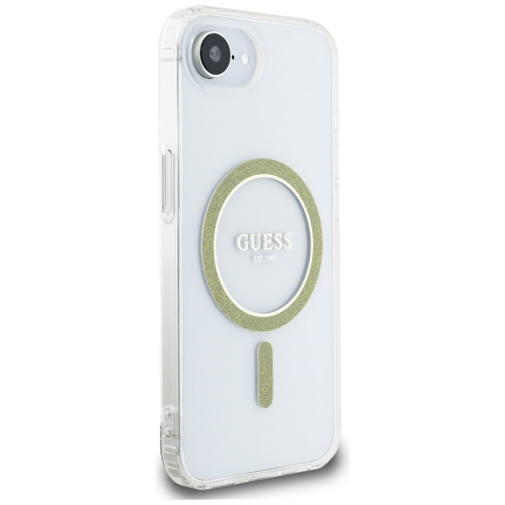 Θήκη MagSafe για Apple iPhone 17e / 16e, Guess, IML Glitter Circle, Διάφανη