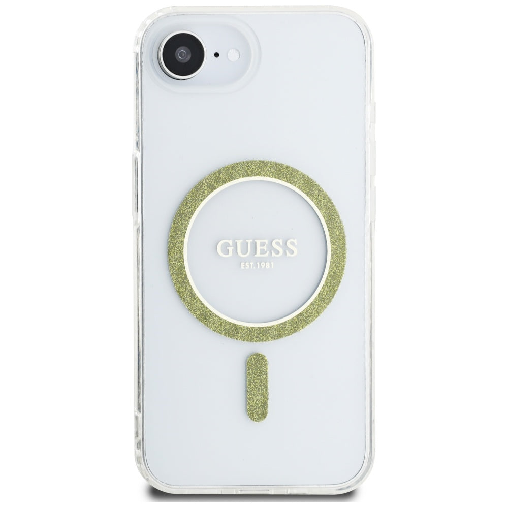 Θήκη MagSafe για Apple iPhone 17e / 16e, Guess, IML Glitter Circle, Διάφανη