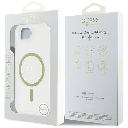 Θήκη MagSafe για Apple iPhone 17e / 16e, Guess, IML Glitter Circle, Διάφανη