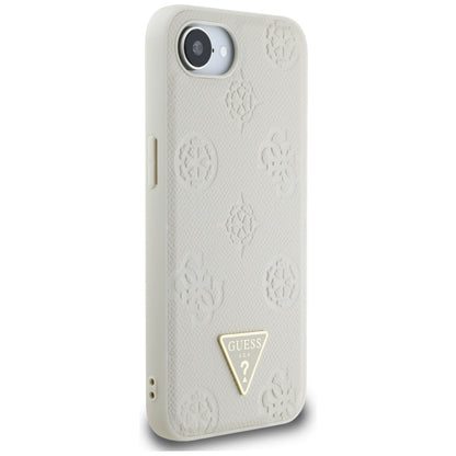 MagSafe Case for Apple iPhone 17e / 16e, Guess, Peony Grained Hot Stamp Triangle, Beige