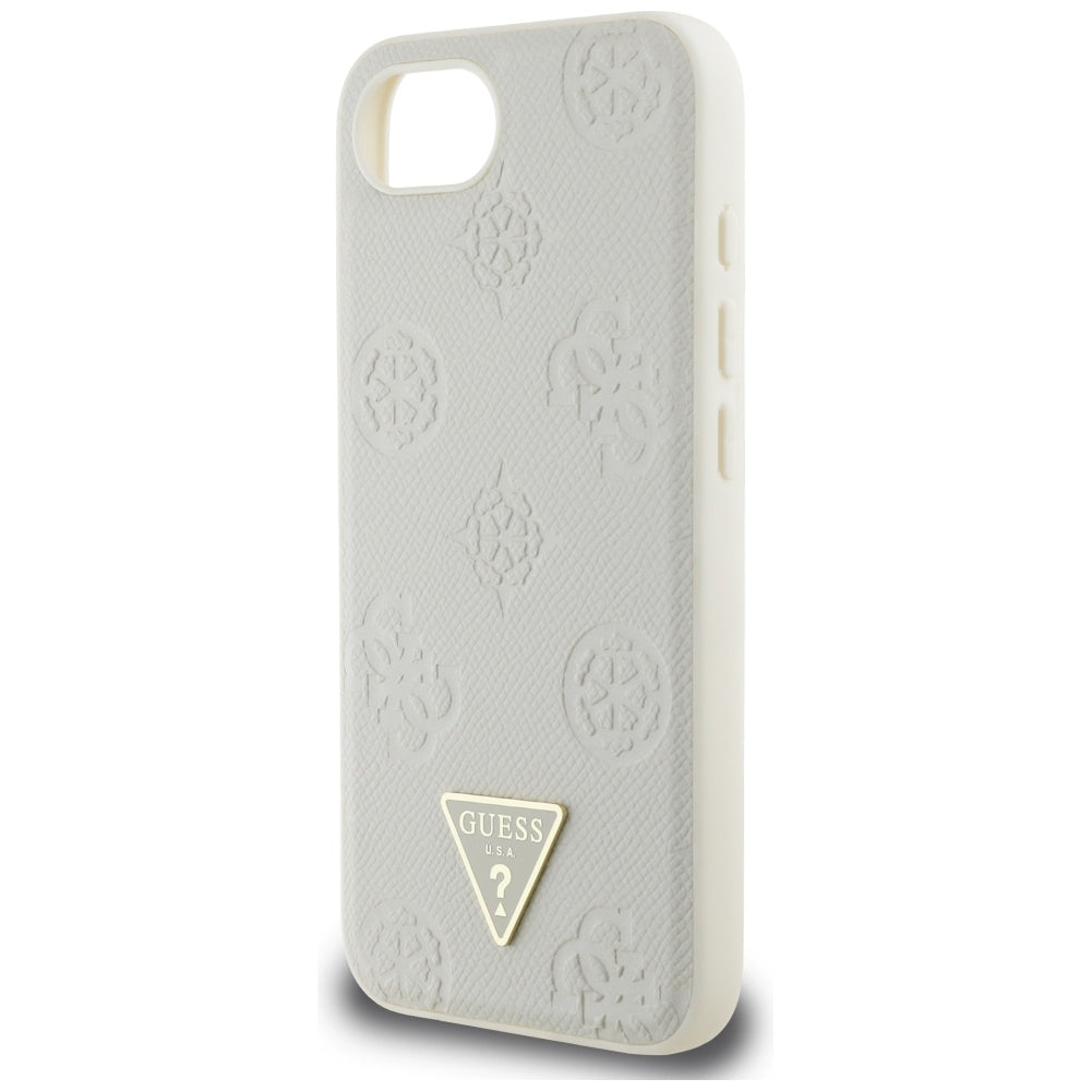 MagSafe Case for Apple iPhone 17e / 16e, Guess, Peony Grained Hot Stamp Triangle, Beige