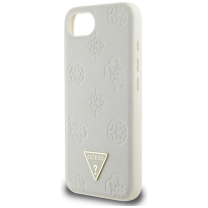 MagSafe Case for Apple iPhone 17e / 16e, Guess, Peony Grained Hot Stamp Triangle, Beige