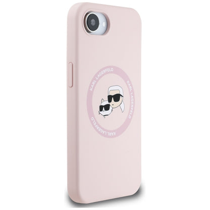Θήκη MagSafe για Apple iPhone 17e / 16e, Karl Lagerfeld, Σιλικόνη Karl & Choupette's Heads, Ροζ