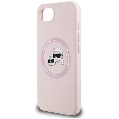 Θήκη MagSafe για Apple iPhone 17e / 16e, Karl Lagerfeld, Σιλικόνη Karl & Choupette's Heads, Ροζ