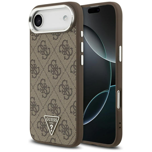 Θήκη MagSafe για Apple iPhone 17 Air, Guess, 4G Triangle Logo, Καφέ Ασημί