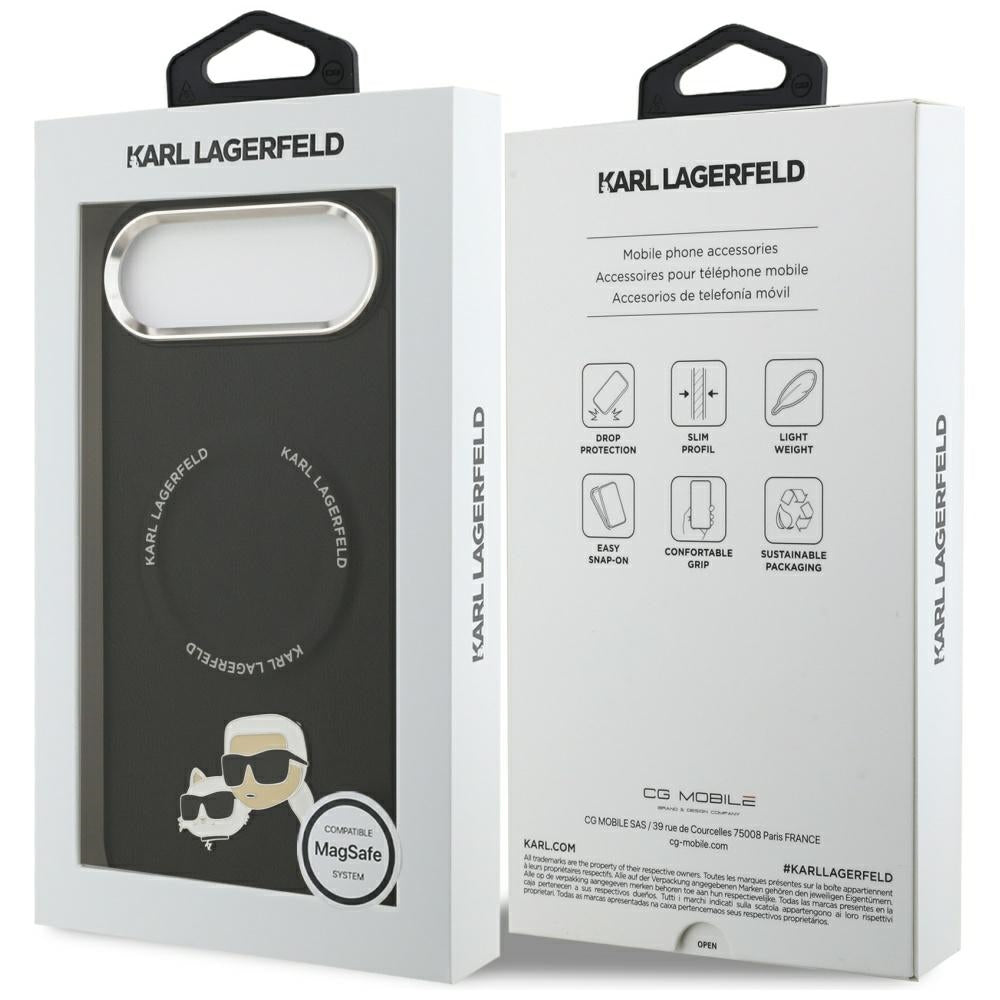 Θήκη MagSafe για Apple iPhone 17 Air, Karl Lagerfeld, Karl & Choupette Pins, Μαύρη