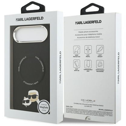 Θήκη MagSafe για Apple iPhone 17 Air, Karl Lagerfeld, Karl & Choupette Pins, Μαύρη