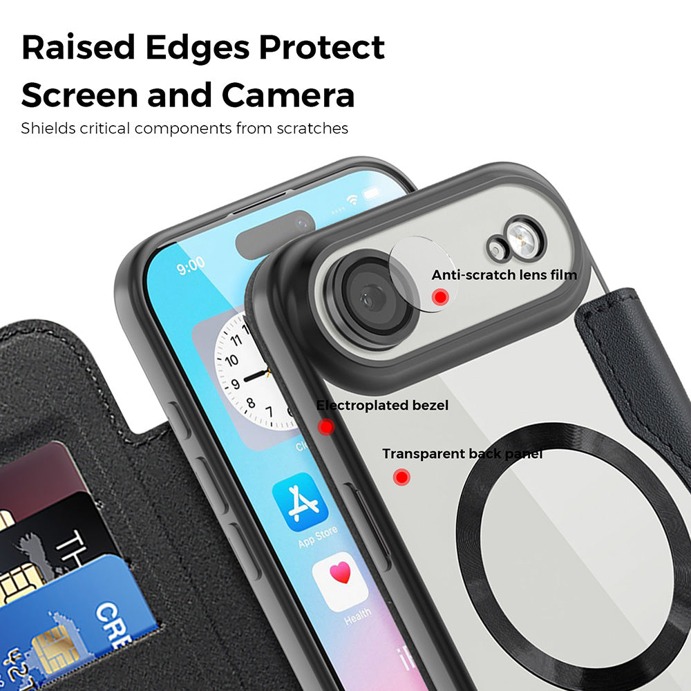 MagSafe Case for Apple iPhone 17 Air, Techsuit, SmartMag Book, Gray