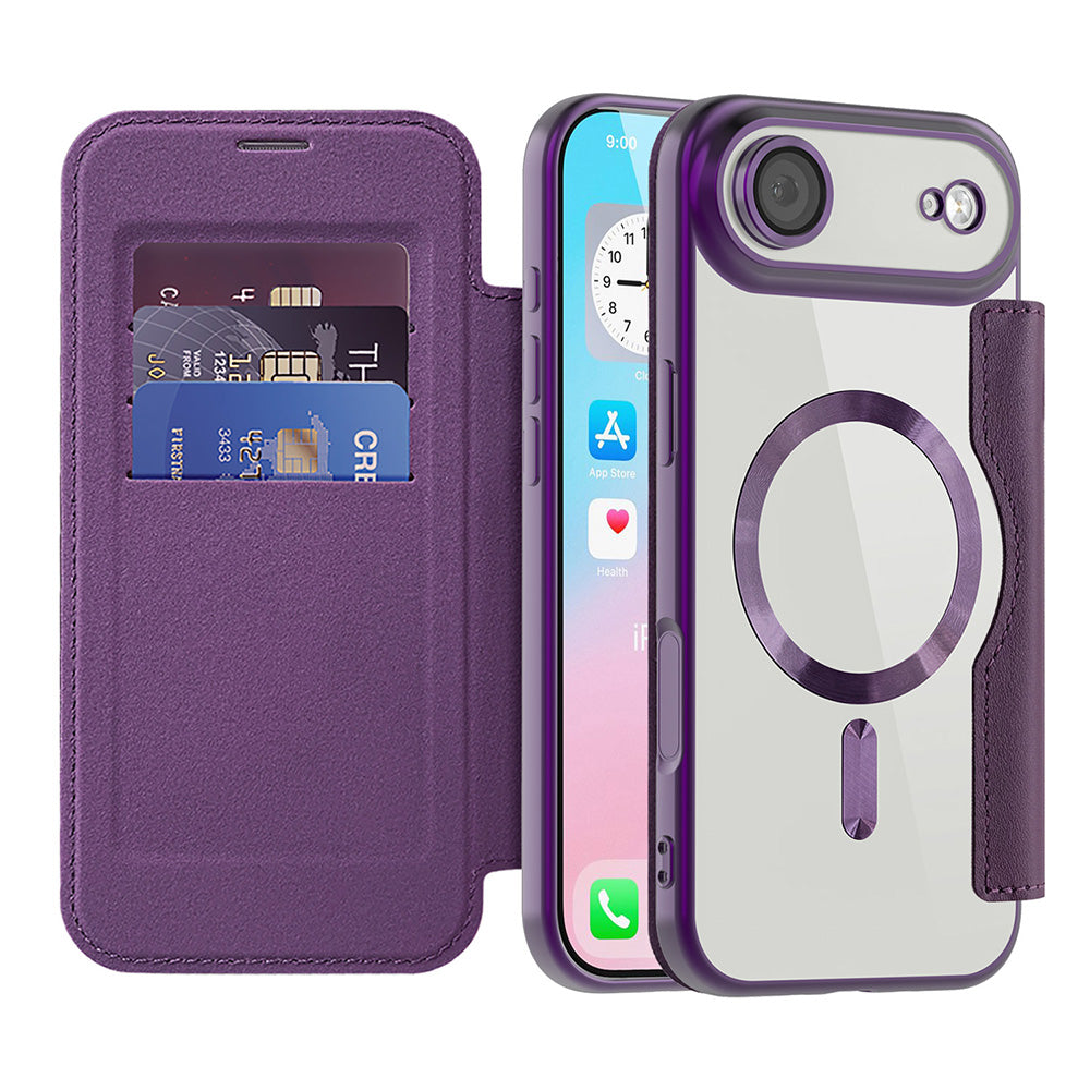 MagSafe Case for Apple iPhone 17 Air, Techsuit, SmartMag Book, Purple
