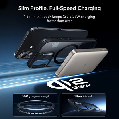 MagSafe Case for Apple iPhone 17, ESR, Classic Hybrid with Screen Protector, Black Transparent