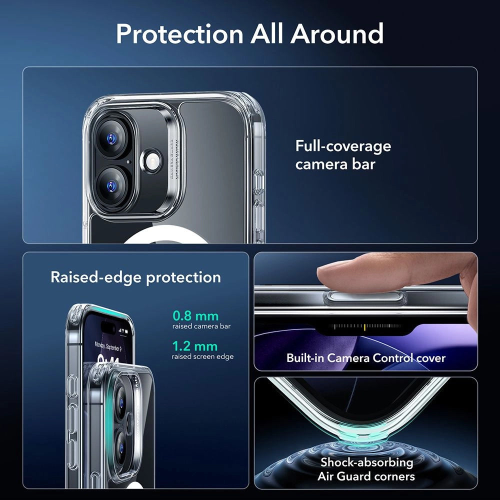 MagSafe Case for Apple iPhone 17, ESR, Classic Hybrid with Screen Protector, Transparent