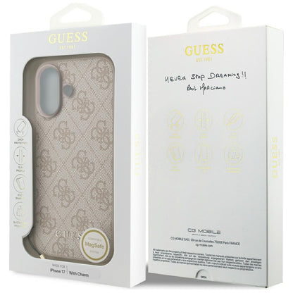 MagSafe Case for Apple iPhone 17, Guess, 4G Charm Cradle, Pink