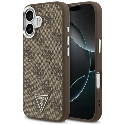 MagSafe Case for Apple iPhone 17, Guess, 4G Triangle Logo, Silver Brown