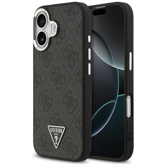 Θήκη MagSafe για Apple iPhone 17, Guess, 4G Triangle Logo, Μαύρη Ασημί
