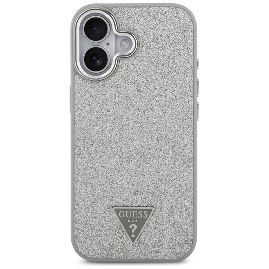 MagSafe Case for Apple iPhone 17, Guess, Glitter Triangle Logo, Silver