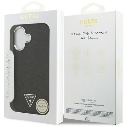 Θήκη MagSafe για Apple iPhone 17, Guess, Glitter Triangle Logo, Μαύρη