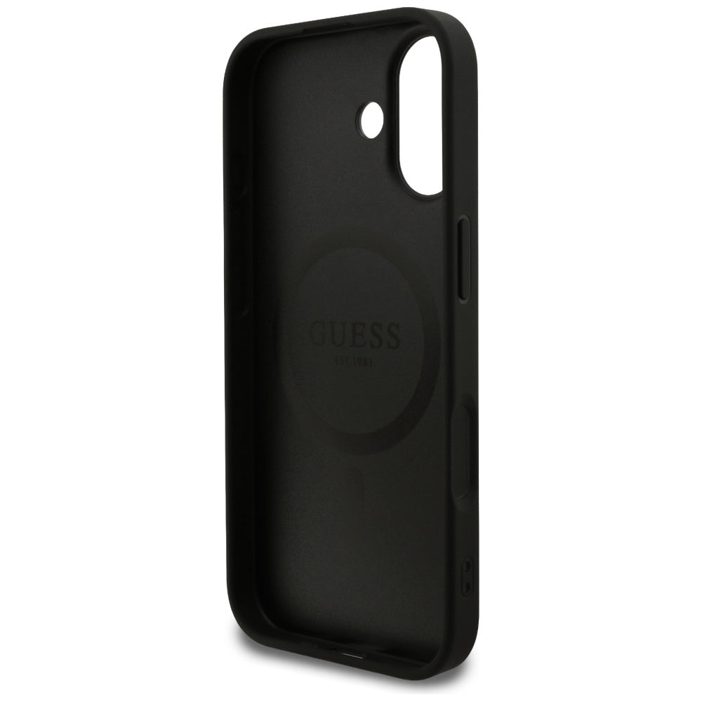 MagSafe Case for Apple iPhone 17, Guess, Grained Gold Ring, Black