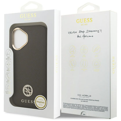 MagSafe Case for Apple iPhone 17, Guess, Grained Strass Logo, Brown