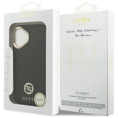 MagSafe Case for Apple iPhone 17, Guess, Grained Strass Logo, Black