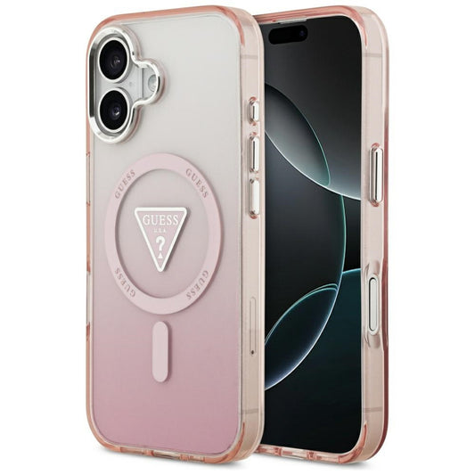 Θήκη MagSafe για Apple iPhone 17, Guess, IML Gradient Triangle Logo, Ροζ
