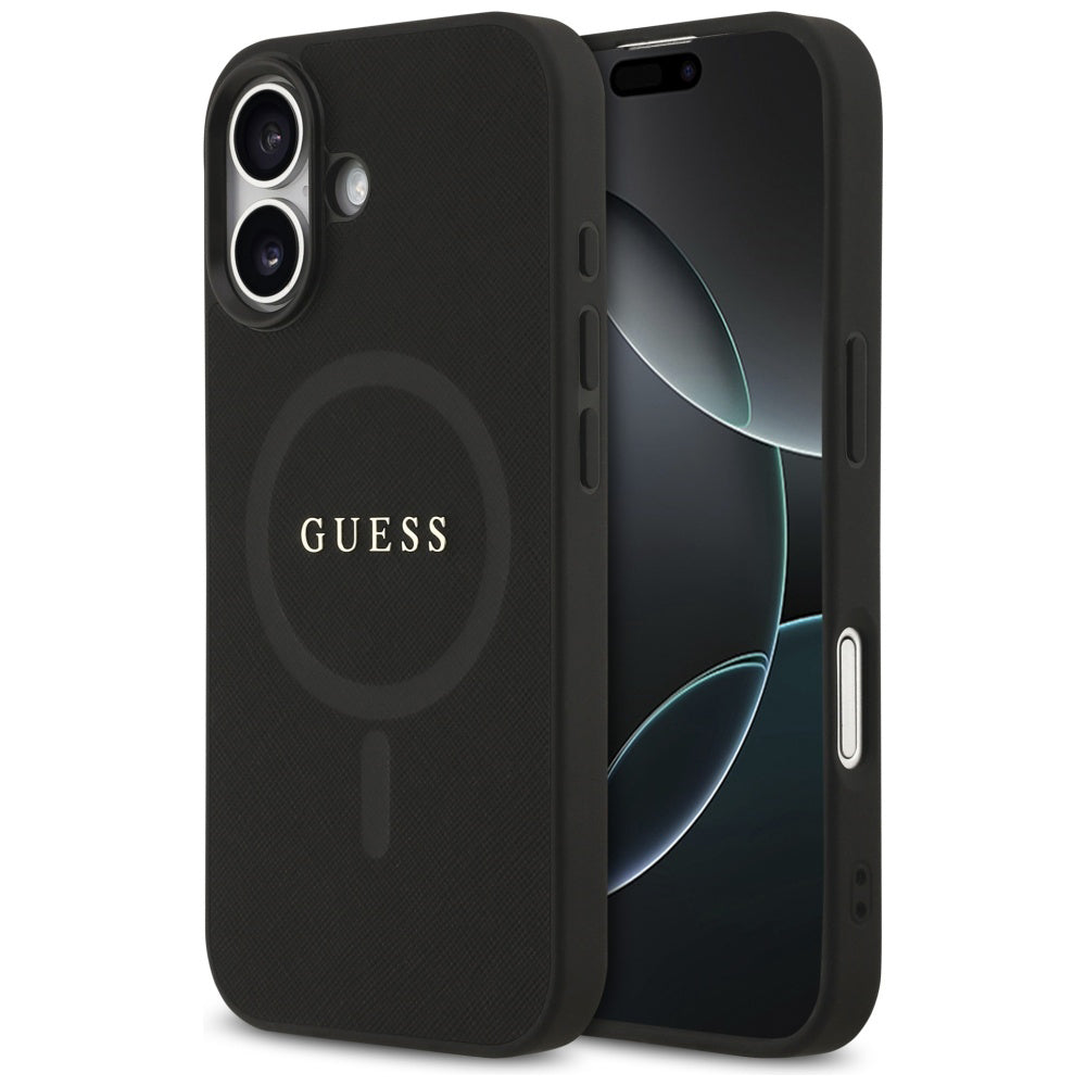 MagSafe Case for Apple iPhone 17, Guess, Saffiano Classic Logo, Black