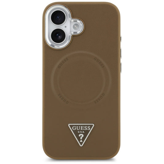 Θήκη MagSafe για Apple iPhone 17, Guess, Triangle Logo, Καφέ Ασημί