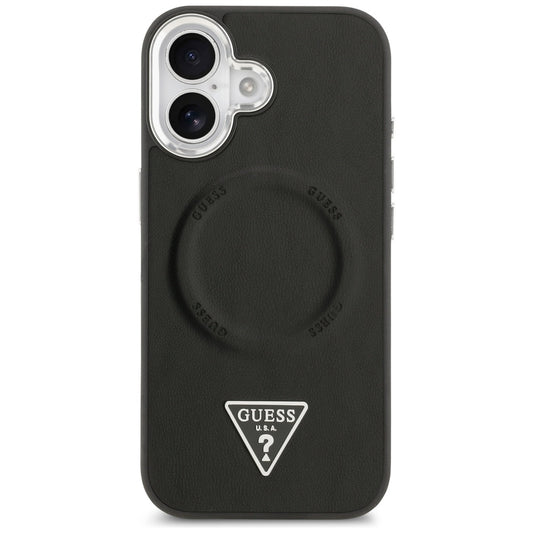 Θήκη MagSafe για Apple iPhone 17, Guess, Triangle Logo, Μαύρη Ασημί