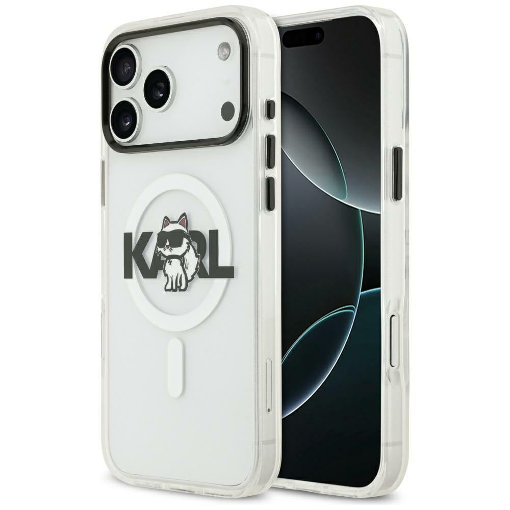 MagSafe Case for Apple iPhone 17, Karl Lagerfeld, IML Sketch Logo Choupette, Transparent
