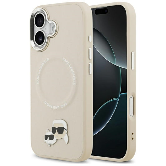 Θήκη MagSafe για Apple iPhone 17, Karl Lagerfeld, Karl & Choupette Pins, Μπεζ