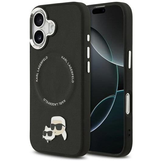 Θήκη MagSafe για Apple iPhone 17, Karl Lagerfeld, Karl & Choupette Pins, Μαύρη