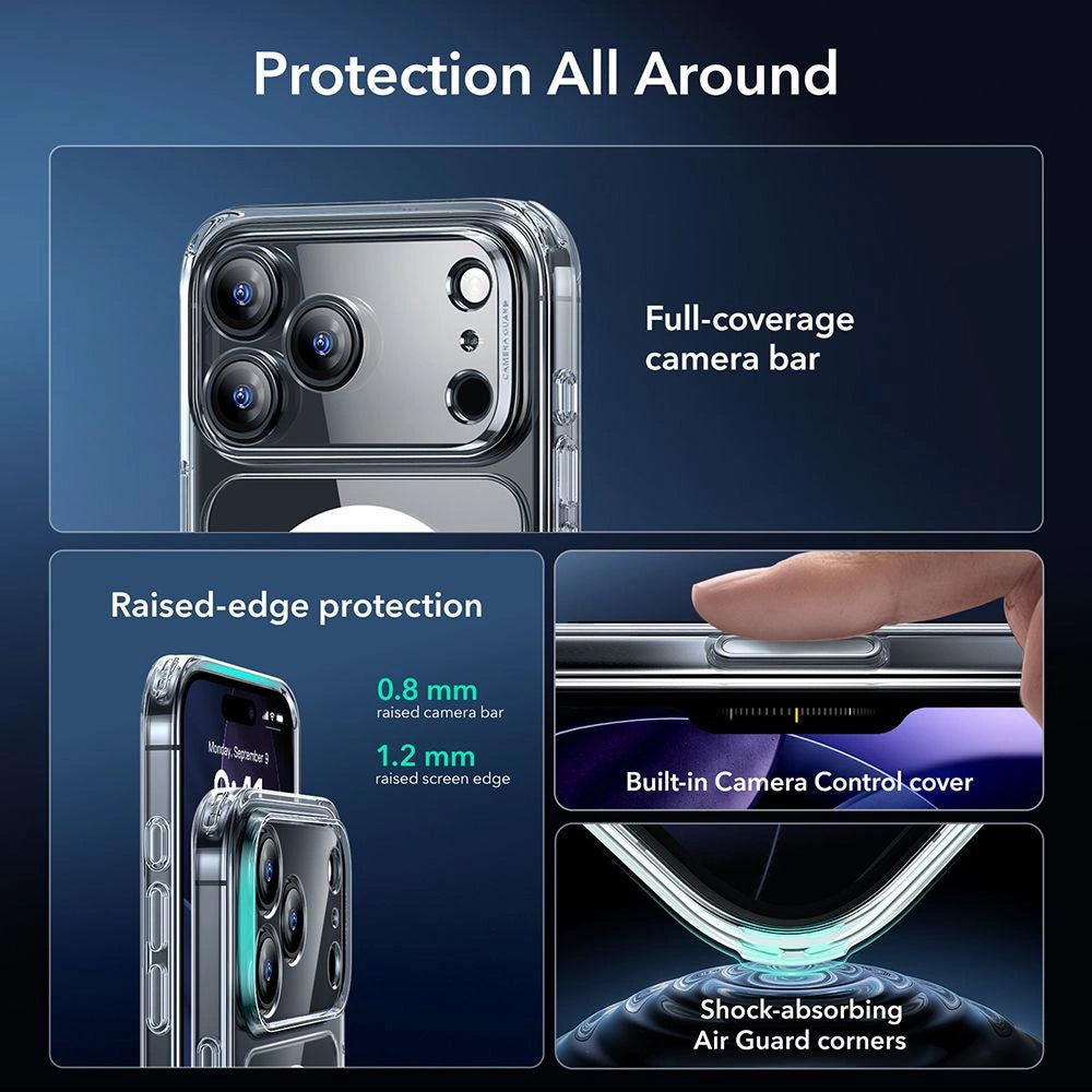 MagSafe Case for Apple iPhone 17 Pro, ESR, Classic Hybrid with Screen Protector, Transparent