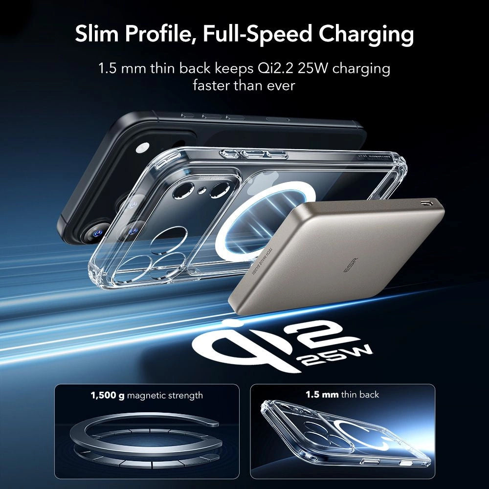 MagSafe Case for Apple iPhone 17 Pro, ESR, Classic Hybrid with Screen Protector, Transparent