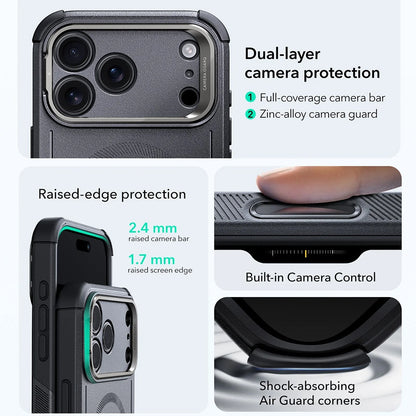 MagSafe Case for Apple iPhone 17 Pro, ESR, Cyber Armor Kickstand, Gray
