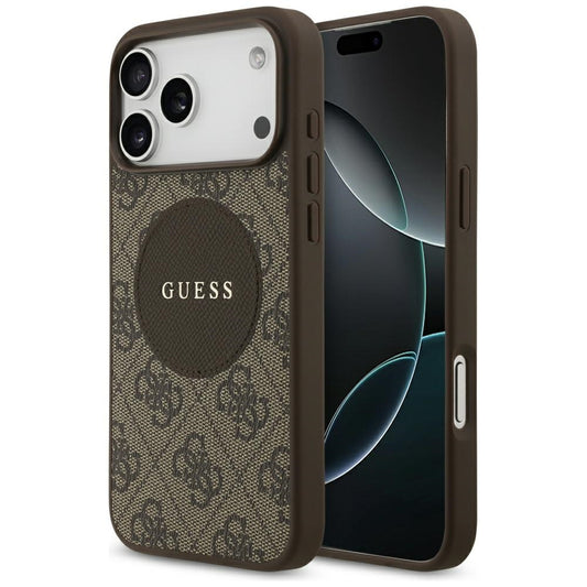 MagSafe Case for Apple iPhone 17 Pro, Guess, 4G Circle Classic Logo, Brown
