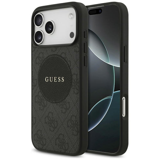 MagSafe Case for Apple iPhone 17 Pro, Guess, 4G Circle Classic Logo, Black