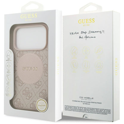 MagSafe Case for Apple iPhone 17 Pro, Guess, 4G Circle Classic Logo, Pink