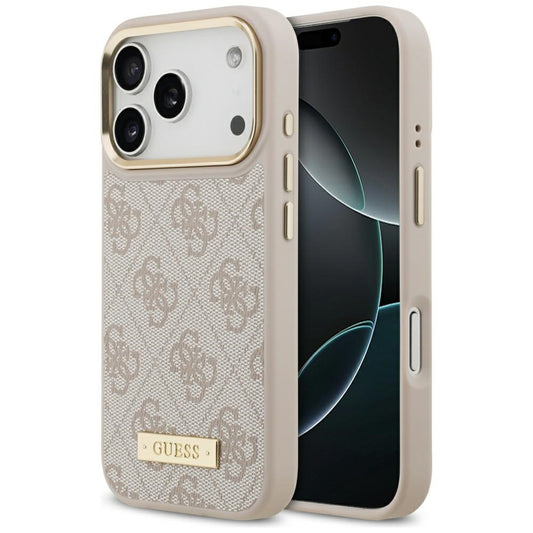 Θήκη MagSafe για Apple iPhone 17 Pro, Guess, 4G Logo Plate, Ροζ