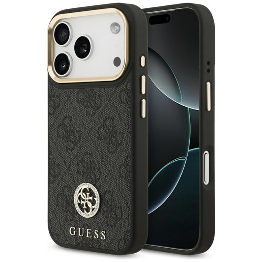 Θήκη MagSafe για Apple iPhone 17 Pro, Guess, 4G Strass Logo, Μαύρη