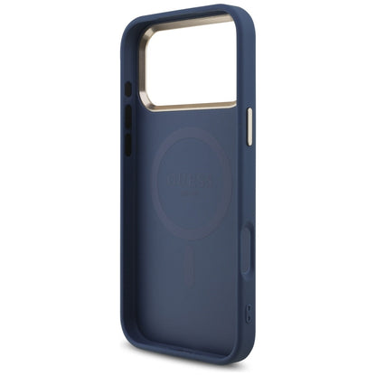 MagSafe Case for Apple iPhone 17 Pro, Guess, 4G Triangle Logo, Golden Blue