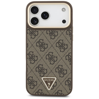 MagSafe Case for Apple iPhone 17 Pro, Guess, 4G Triangle Logo, Golden Brown