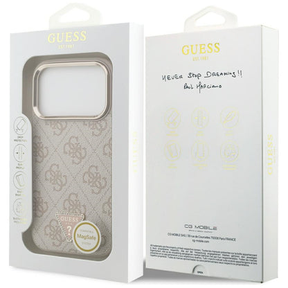MagSafe Case for Apple iPhone 17 Pro, Guess, 4G Triangle Logo, Golden Pink