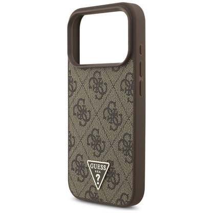 MagSafe Case for Apple iPhone 17 Pro, Guess, 4G Triangle Logo with Pearl Strap, Brown