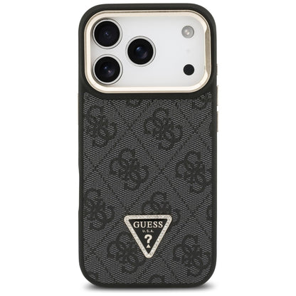 MagSafe Case for Apple iPhone 17 Pro, Guess, 4G Triangle Logo with Stand Camera, Black Gold