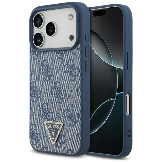 MagSafe Case for Apple iPhone 17 Pro, Guess, 4G Triangle Strass, Blue