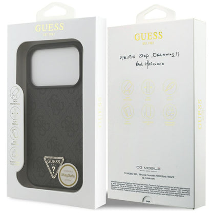 MagSafe Case for Apple iPhone 17 Pro, Guess, 4G Triangle Strass, Black