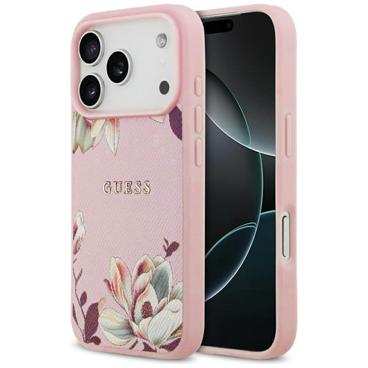 Θήκη MagSafe για Apple iPhone 17 Pro, Guess, Grained Flowers, Ροζ