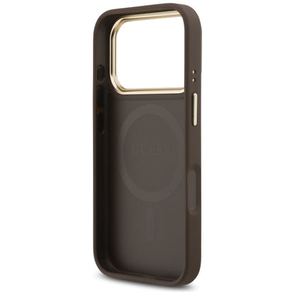 MagSafe Case for Apple iPhone 17 Pro, Guess, Grained Strass Logo, Brown