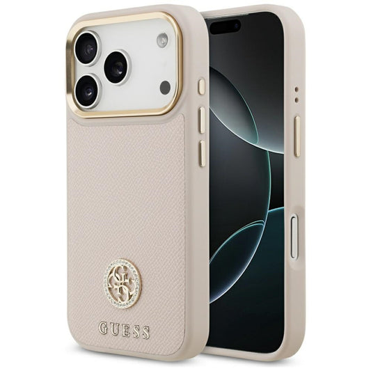 MagSafe Case for Apple iPhone 17 Pro, Guess, Grained Strass Logo, Pink