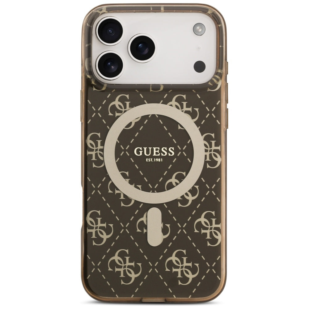 MagSafe Case for Apple iPhone 17 Pro, Guess, IML 4G Background, Brown