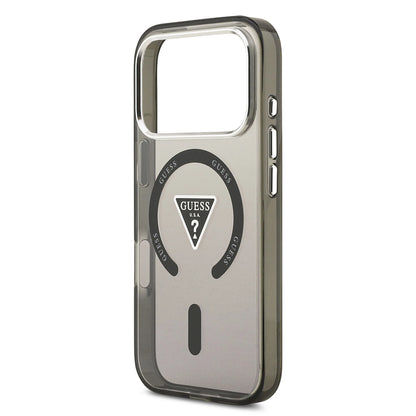 MagSafe Case for Apple iPhone 17 Pro, Guess, IML Gradient Triangle Logo, Black Silver